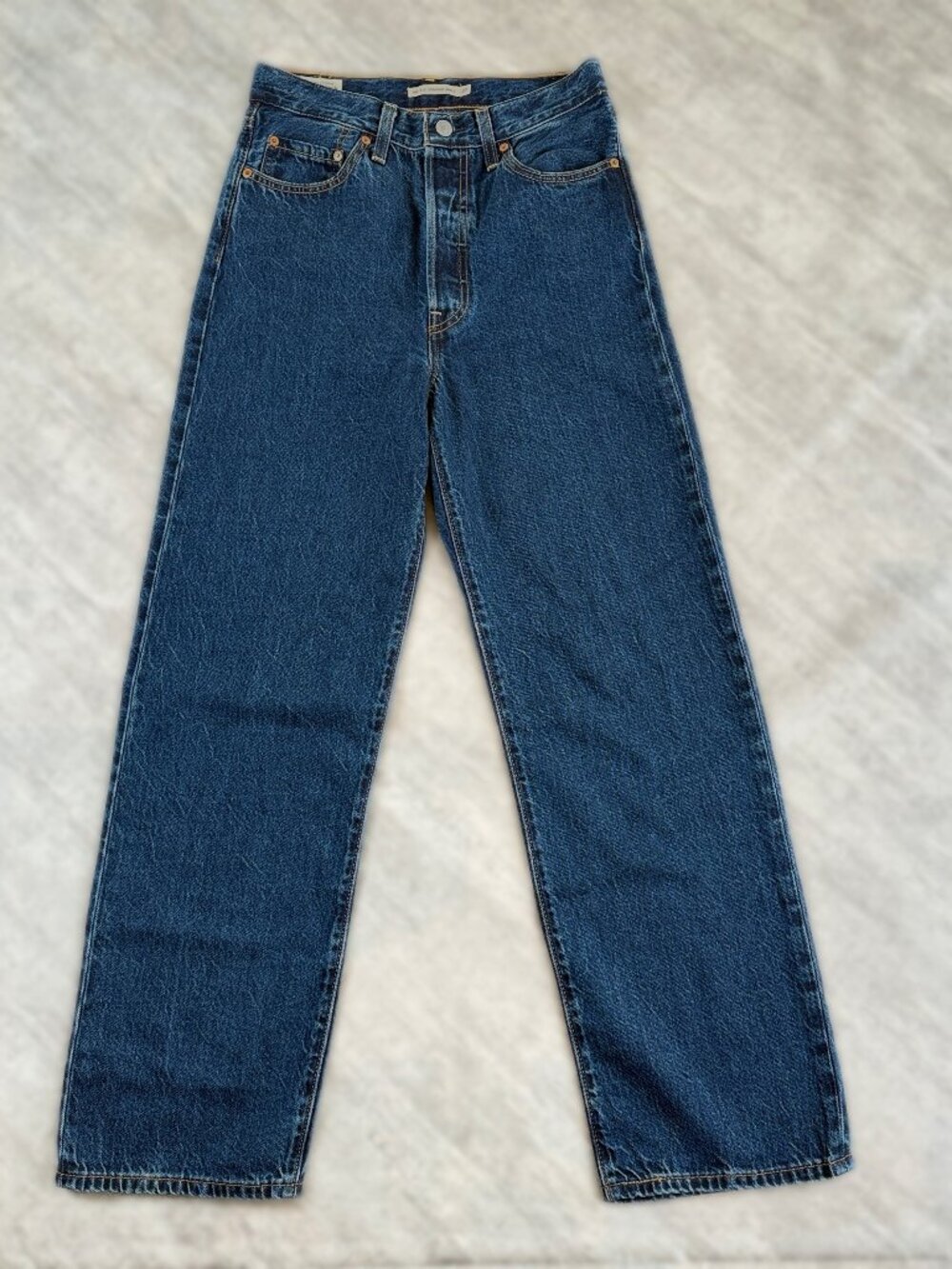 Levi's Ribcage Straight Ankle Jeans W27 L29 Dark Wash Blue Denim